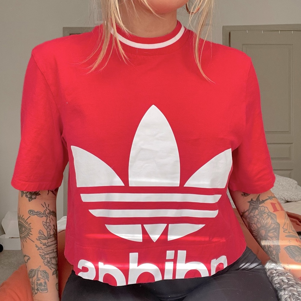 Red Adidas crop top